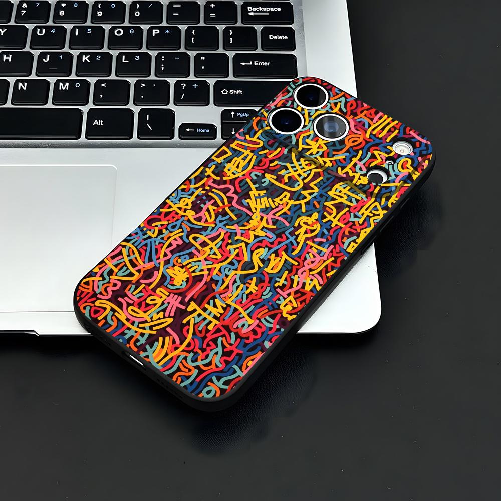Künstler K-H-haring Handyhülle Für IPhone 17 Air 16 E Pro Max 15 14 13 Mini 12 Pro 11 Max Plus Schwarze Weiche Hülle