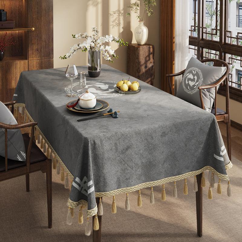 Zen Tablecloth Light Luxury High-End Dining Table Tablecloth Classical Chinese Style Rectangular Dust-Proof Cover Coffee Table Cloth