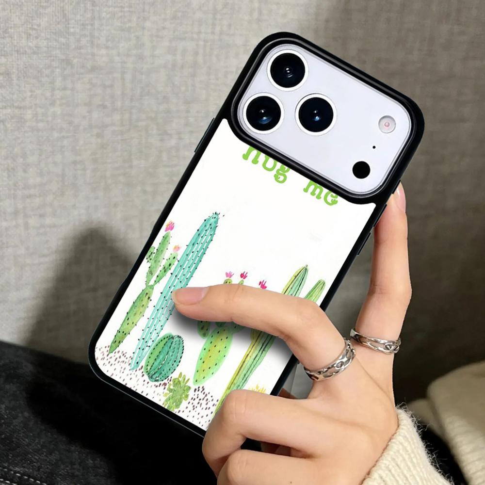 Hülle Case für iPhone 17 Air 16 Pro Max 15 Plus 11 13 Mini 14 12 Rückseite Handyhülle Umarmung Kaktus Sommer