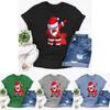 Women Santa Claus Dabbing Print T-shirt Soft Comfortable Christmas Short Sleeve Tee