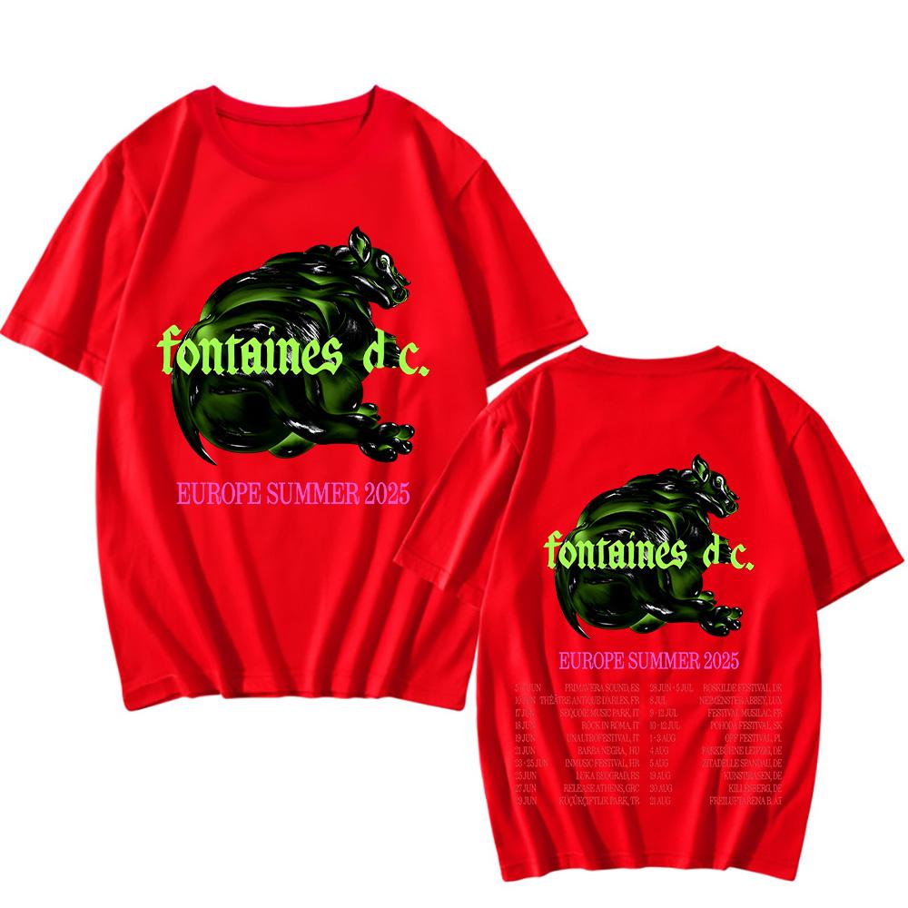 Fontaines DC Europe Summer Tour 2025 T-shirts Pop Short Sleeve Cotton Tshirts Fashion Tops Unisex Oversized Trend Tees
