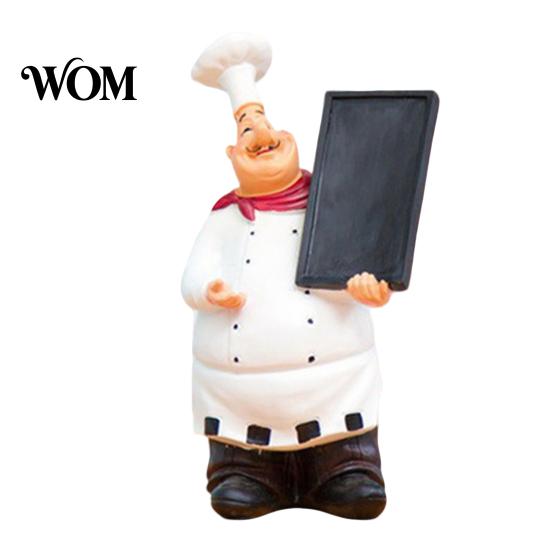 Chef Statue with Props Figurine, Resin Countertop Table Decoration, Funny Cartoon Kitchen Accessory Seasoning Bottle/Bottle Opener/Message Board