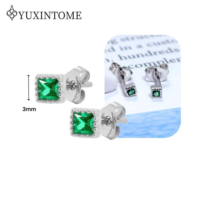 Turquoise 925 Silver Ear Needle Green Zircon vintage emerald Heart/Flower Pendant Hoop Earrings Fashion party Jewelry