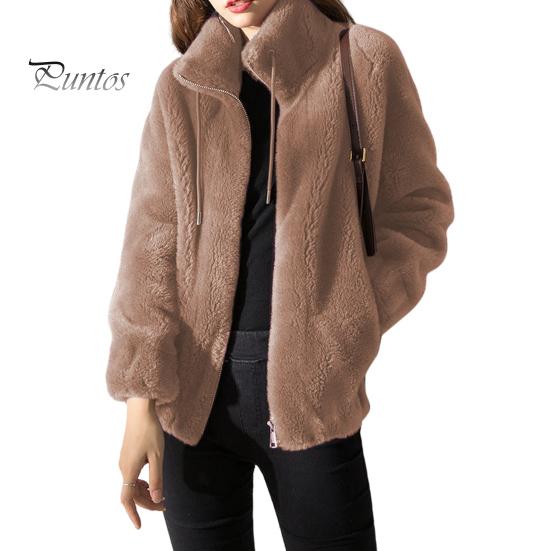 

Женское зимнее пальто с воротником-стойкой, защитой шеи, двусторонний утолщенный плюш, однотонный, с длинными рукавами, застежка-молния, кардиган для повседневных поездок на работу и домой, куртка для путешествий L светло-коричневого