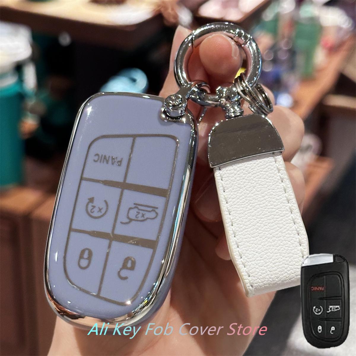 

Key Fob Cover for Dodge Charger Challenger Jeep Grand Cherokee Compass Renegade Patriot Comander Chrysler 300 Fiat Keychain