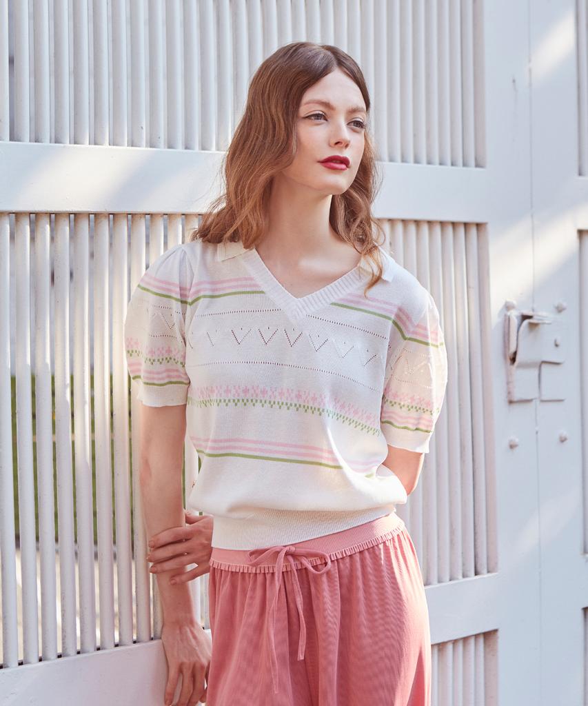 Baitalssain V-Collar Summer Knit (Ivory)