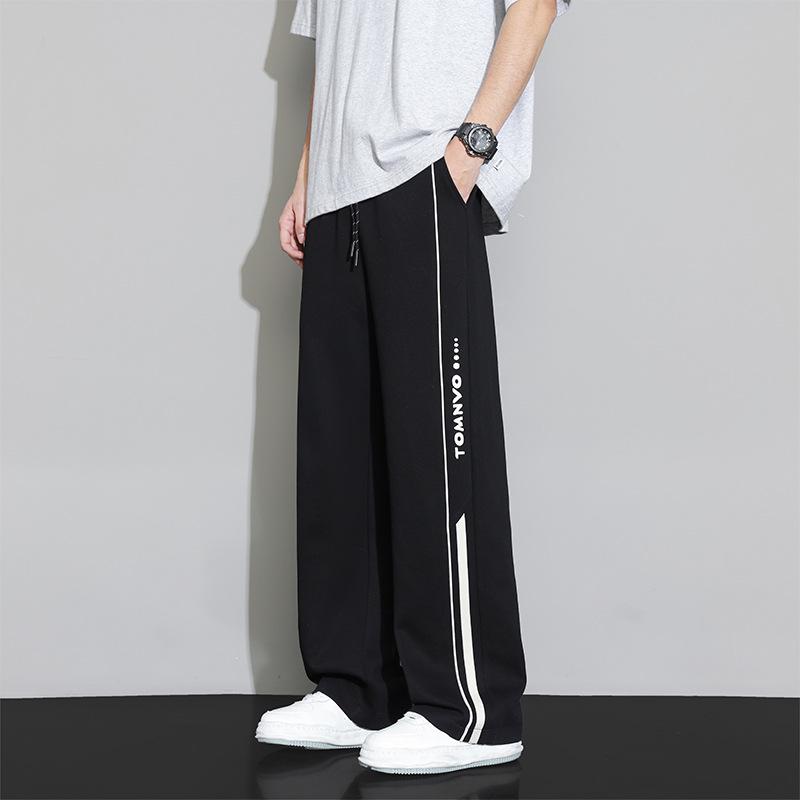 

Tide Men s American Retro Gray Wide-Leg Sweatpants - Teen Spring/Autumn Casual Drape Style 4XL серый