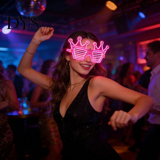 LED Glasses Plastic Light Up for Adults Kids Glow in The Party Dark Neon Eyeglasses Rave Accessories Concert Birthday Supplies Photo Prop