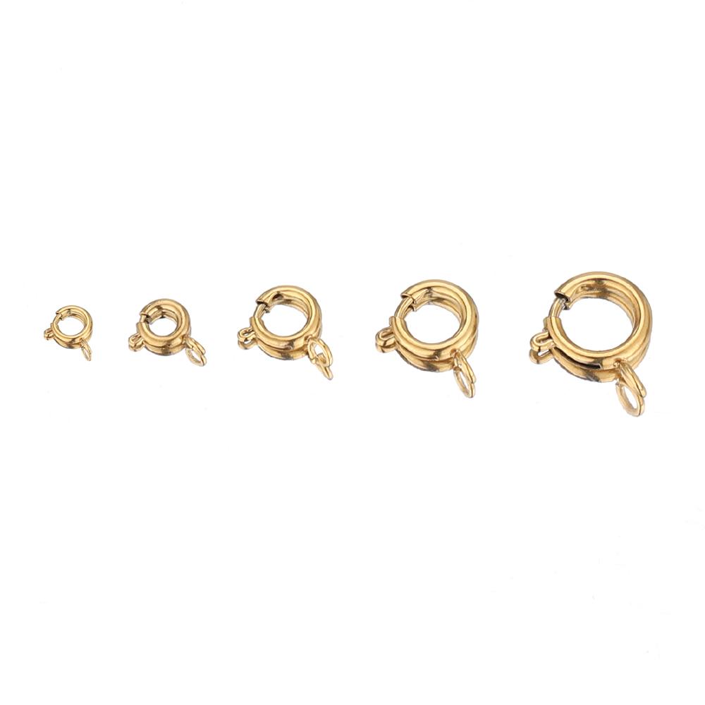 10pcs Gold Color Stainless Steel Round Claw Spring Ring Clasps Hooks for DIY Jewelry Making Necklace Connector Bracelet Supplies