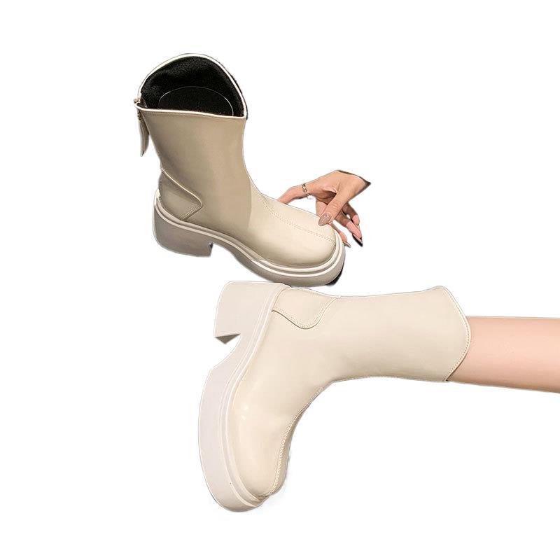 But knee boots women's shoes autumn and winter new V-mouth heightening thick heel thin short boots high thick-soled knight boots