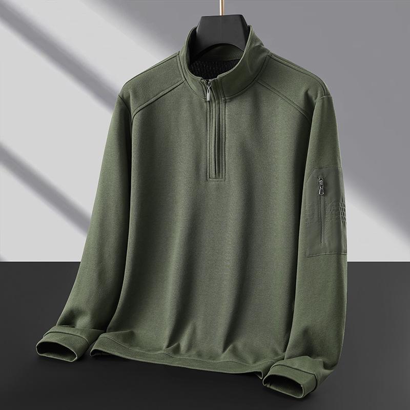 

Updated Spring and Autumn Style Semi-stand Collar Stylish Leisure Active Workwear Mens Sweatshirt Comfortable Fit Long-sleeved T-shirt Base Top 4XL