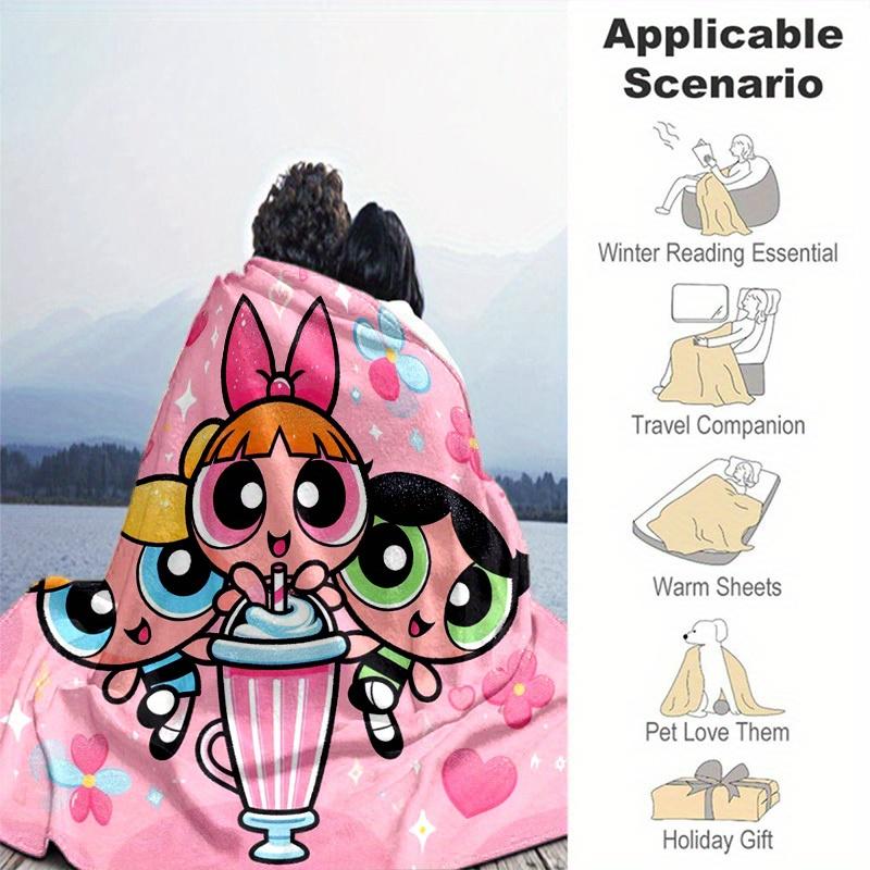 1pcPowerpuff Plush Blanket - Soft and Comfortable for All Seasons, Perfect