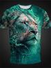 Boutique Men's Vintage T-Shirt Oversized 3D Tiger Print Short-Sleeved Top Men's Fashion Round Neck Sports Short Sleeve 6Xl