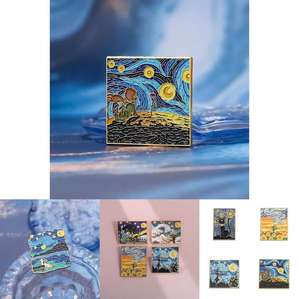 Unique Cartoon Inspired Artistic Brooch With Dreamy Starry Sunflower Design For All