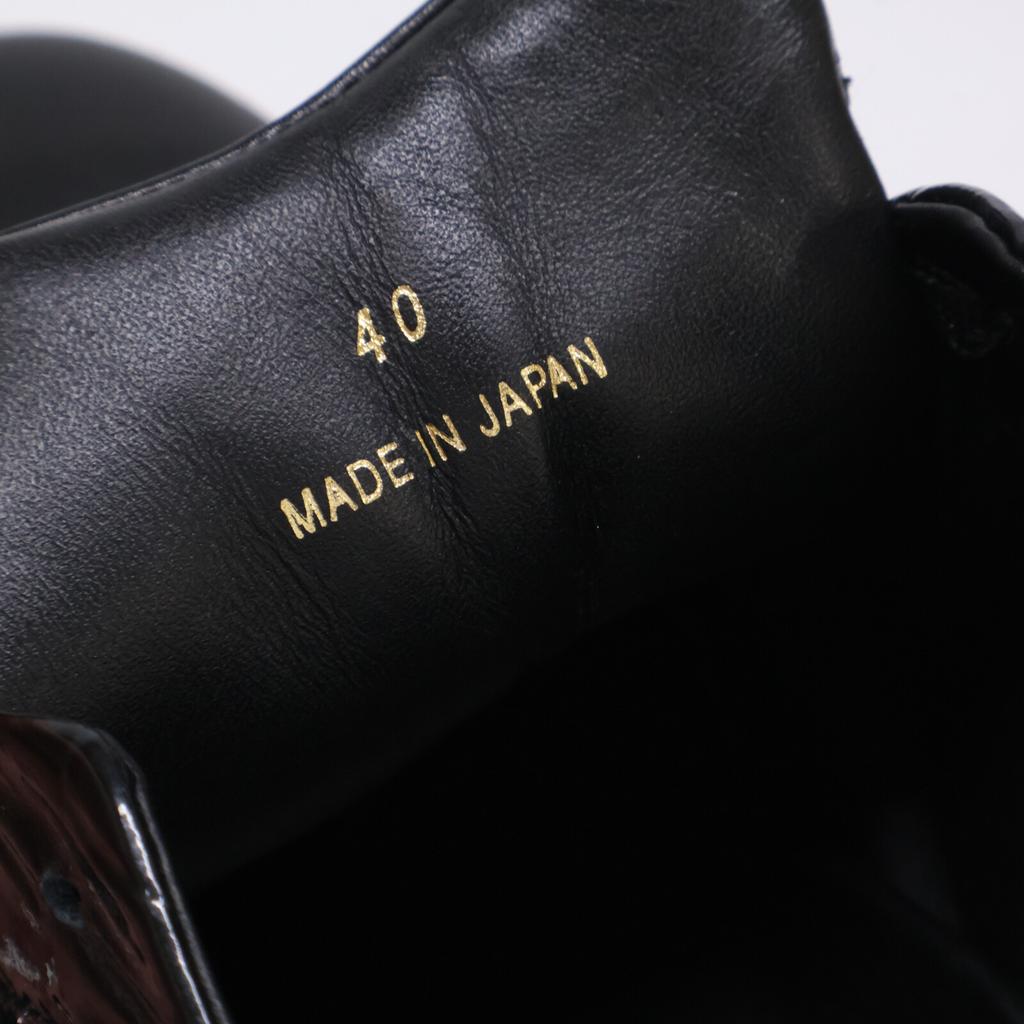 ESTNATION Smooth leather x crocodile embossed leather low-top sneakers / shoes 40 blackUsed