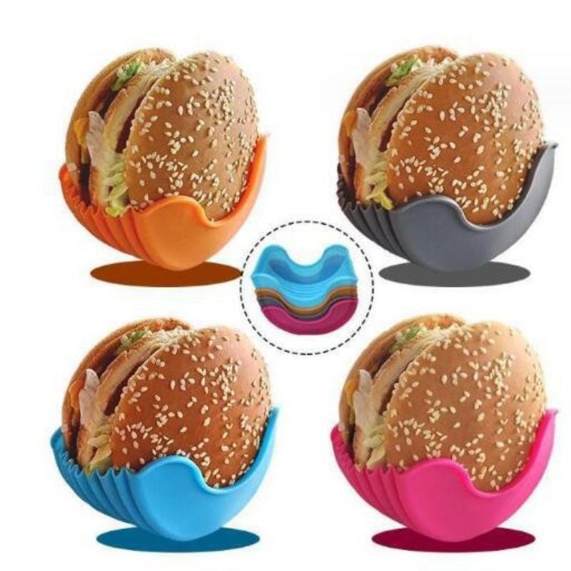 Reusable Burger Holder Heat Resistant Silicone Frame Storage Rack Kitchen Organizer for Home Restaurant Takeaway Food Service