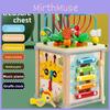 Pulling Wooden Radish Tapping Piano Matching Multi Functional Treasure Box Toy