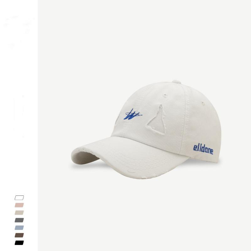 

Street personality ripped hip hop baseball cap men s and women s trendy brand W letter embroidered cap showing small face Adjustable