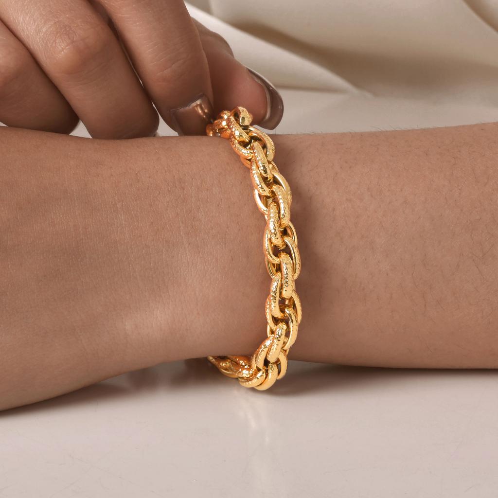 Classic Handmade Bracelet for Women,Gold Plated Stainless Steel Weaving Twist Chain Bracelets,Fashion Jewelry Mother's Day Gift