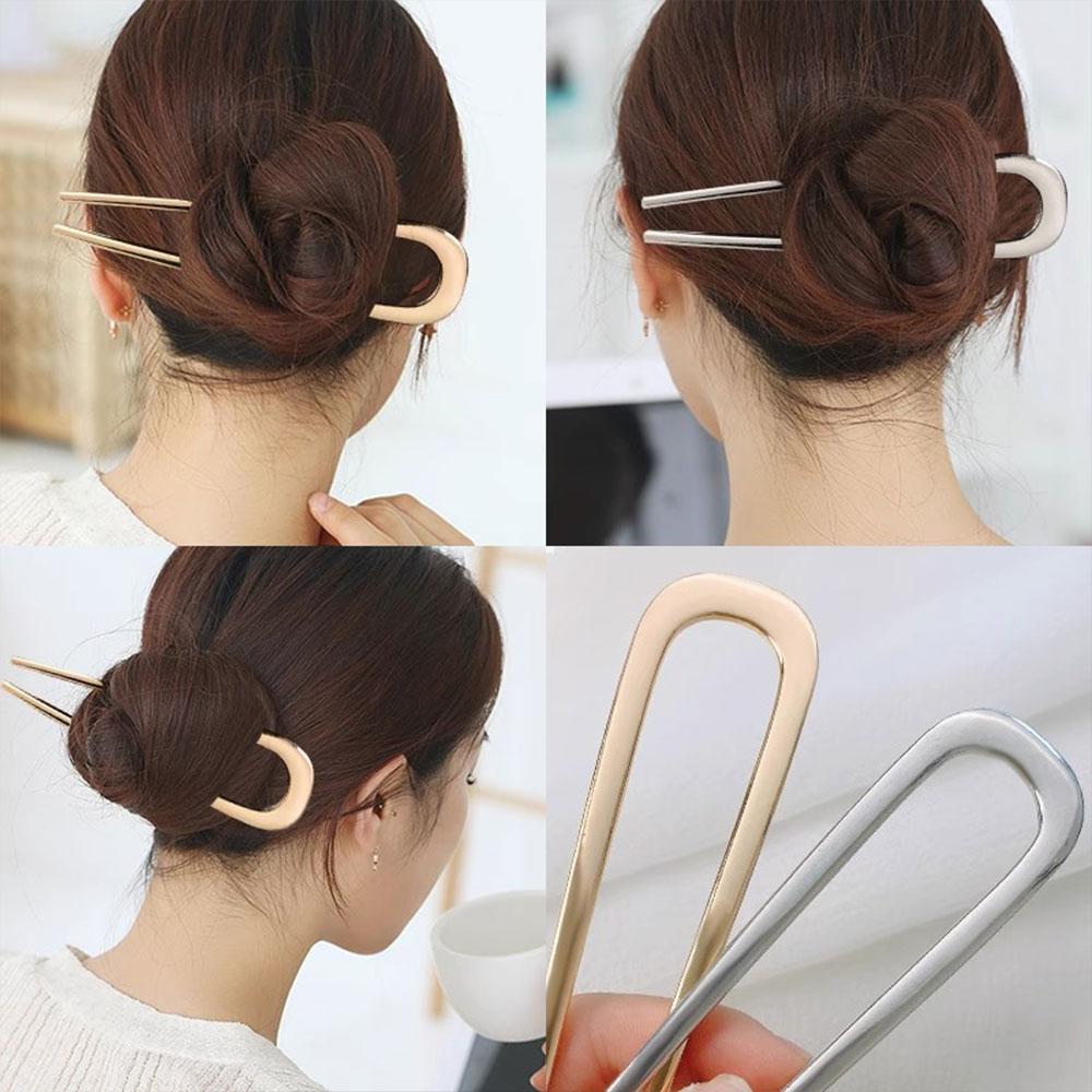 Einfache U-förmige Metallhaarnadeln Französischer Stil Haarstäbe Mode Damen Haarschmuck Accessoires