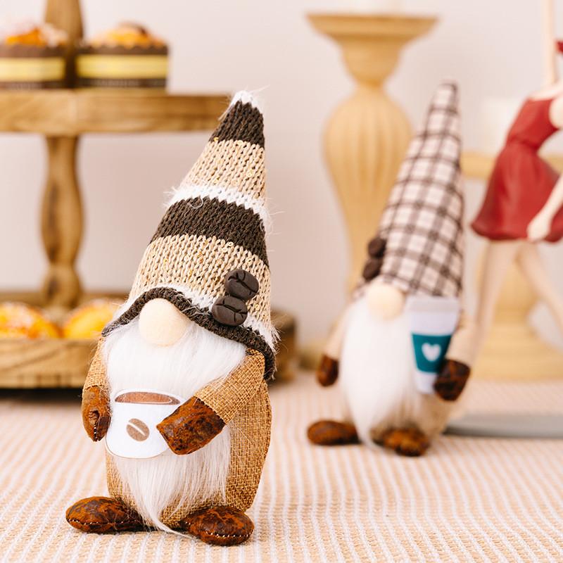 Adorable Coffee Bean Gnome Figurine With Cozy Knitted Hat For Festive Decorations