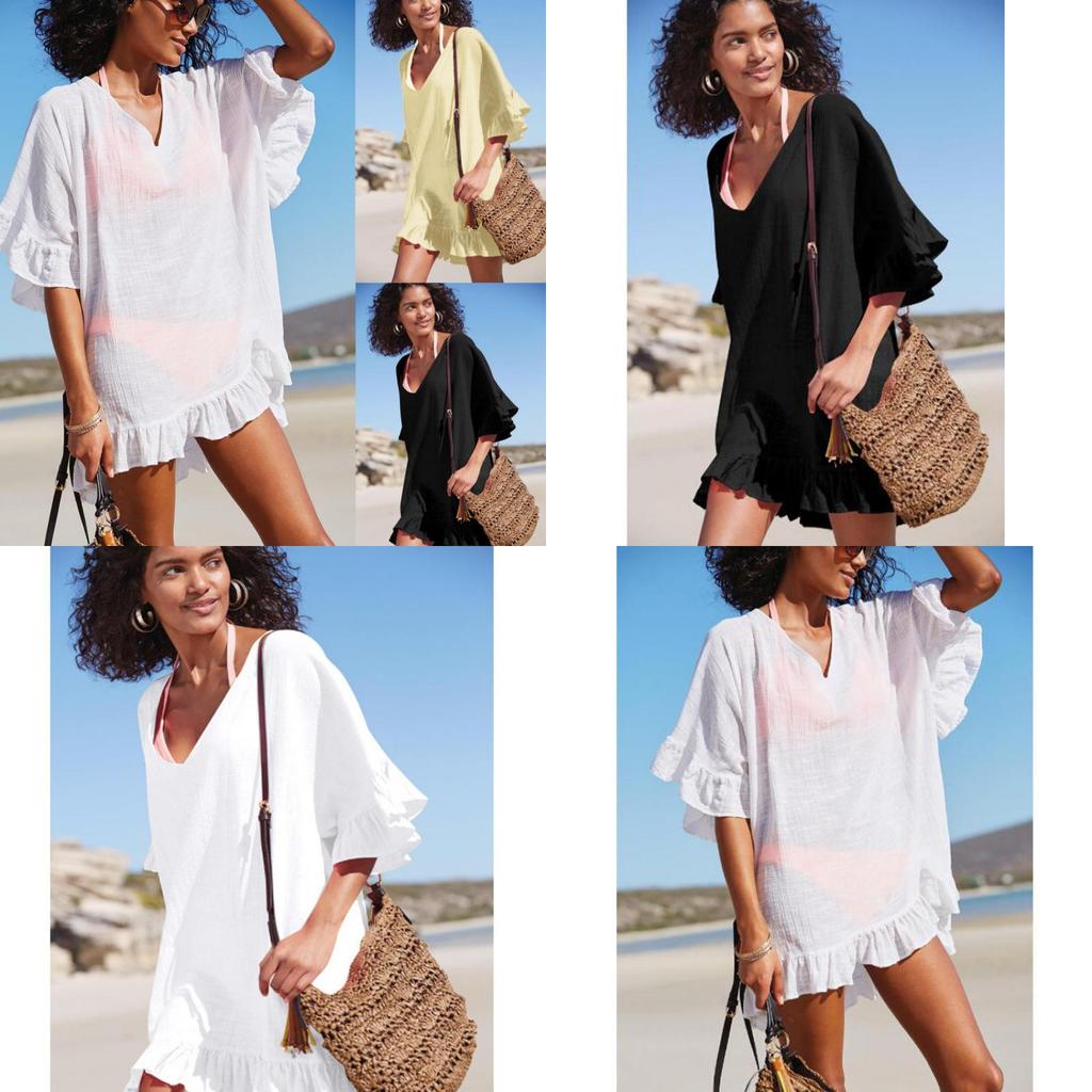 Beach Cover Up Dress With Tencel Blend Fabric For Summer Vacation Wear
