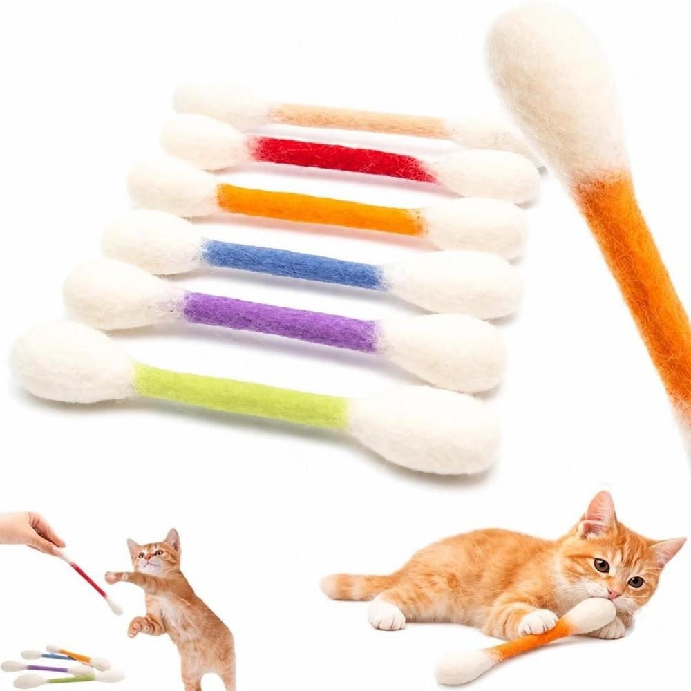 6Pcs Anti-Boredom Cotton Swab Cat Toy Oversized Cat Accessories Kitten Chew Toy Interactive Play