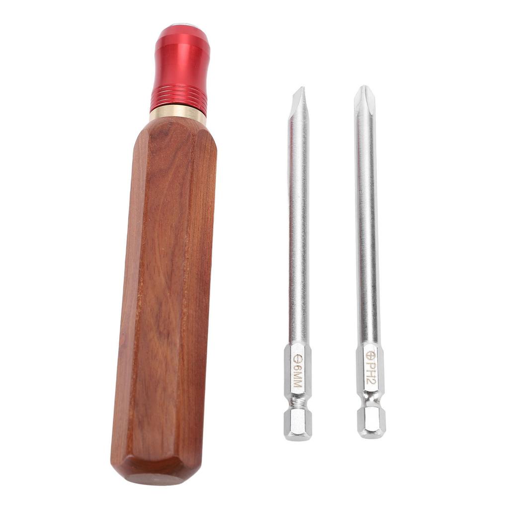 Quick Change Wood Handle Screwdriver Set PH Slot Bits with Quick Release Driver Cr V Steel Rosewood