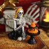 Skull Girl Statue Halloween Decor Skeleton Figurine Home Decoration Gothic Birthday Party Centerpiece for Table Shelf Display