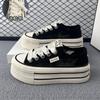 Mesh shoes women's summer thin 2025 new breathable mesh lace thick-soled versatile casual board shoes canvas white shoes