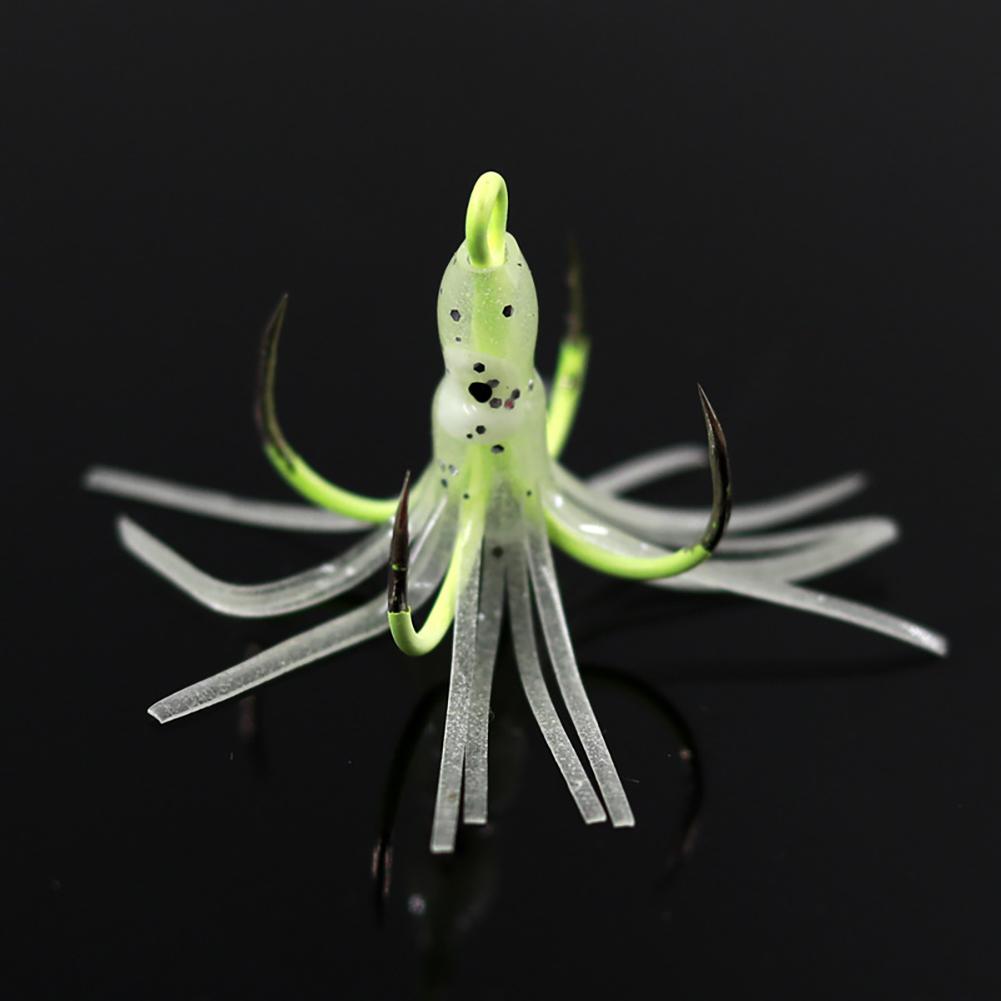 6PCS/Box Luminous Squid Quad Hook Without Barbs Sea Fishing Simulation Squid Bait Fishing Gear Accessories