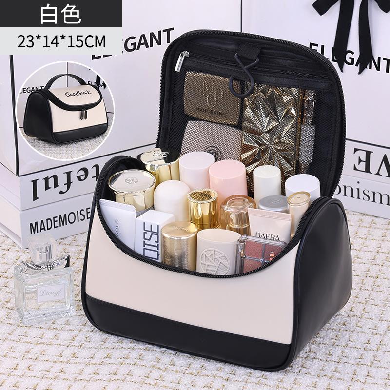 Cross Border New Travel Hook Wash Bag Color Blocking Splicing Makeup Large Capacity Portable Cosmetics Storage