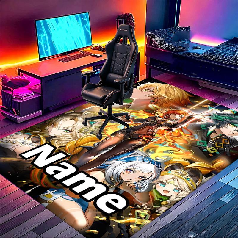 Custom Name Personalized Genshin Impact Print Carpet, Versatile Home Decor Rug, for Playroom, Apartment, Balcony, Entryway, Hallway Gift