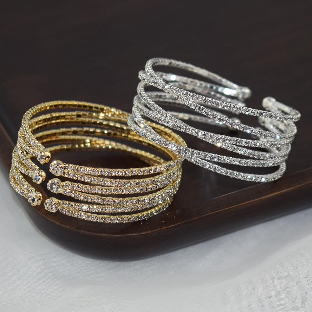 Korean Retro Geometric Rhinestone Double Cross Bracelet Temperament Wild Blogger Style