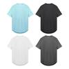 Summer Men T-shirt Round Neck Solid Color Mesh Short Sleeve Quick Dry Loose Elastic Pullover Casual Daily Wear Fitness Sport Top