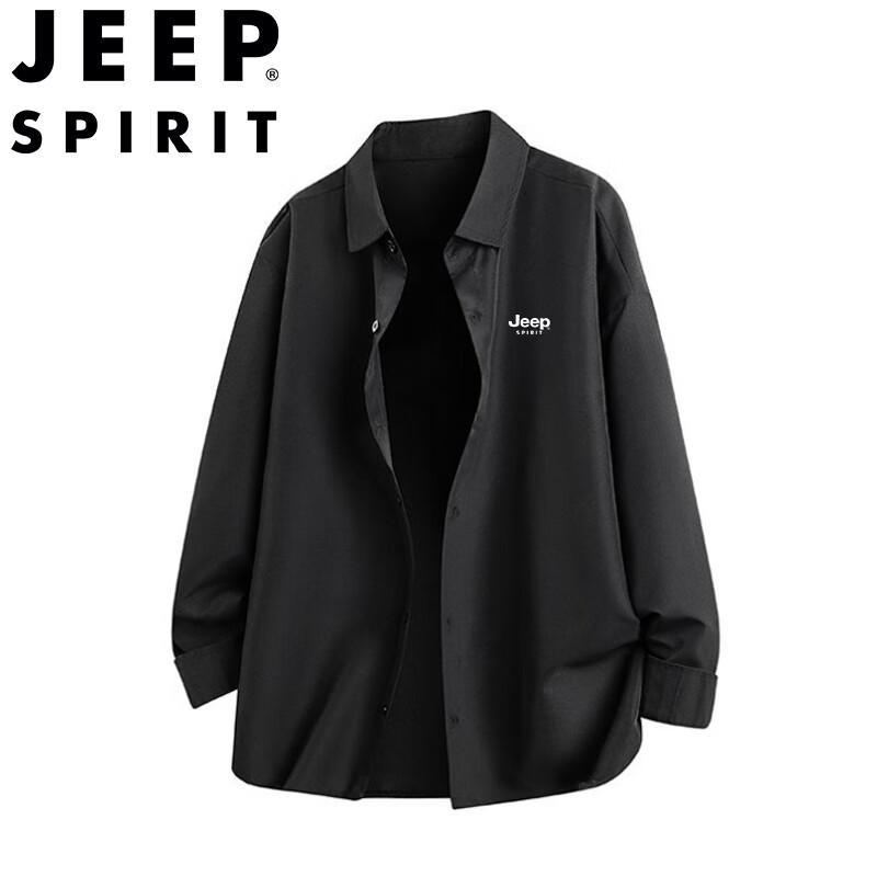

JEEP SPIRIT Men s Solid Color Lapel Casual Shirt M
