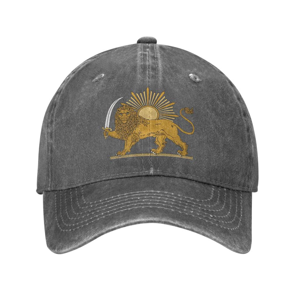Emblema Persiano Leone e Sole Cappellino da Baseball Lavato y2k Carino Sole Hip Hop Cappelli Estivi Unisex-Adolescenti Corsa Hippie Cappellini da Baseball
