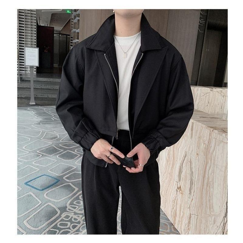 Spring Jacket Men's Trendy and Handsome Lapel Loose High Street Long-sleeved Versatile Jacket