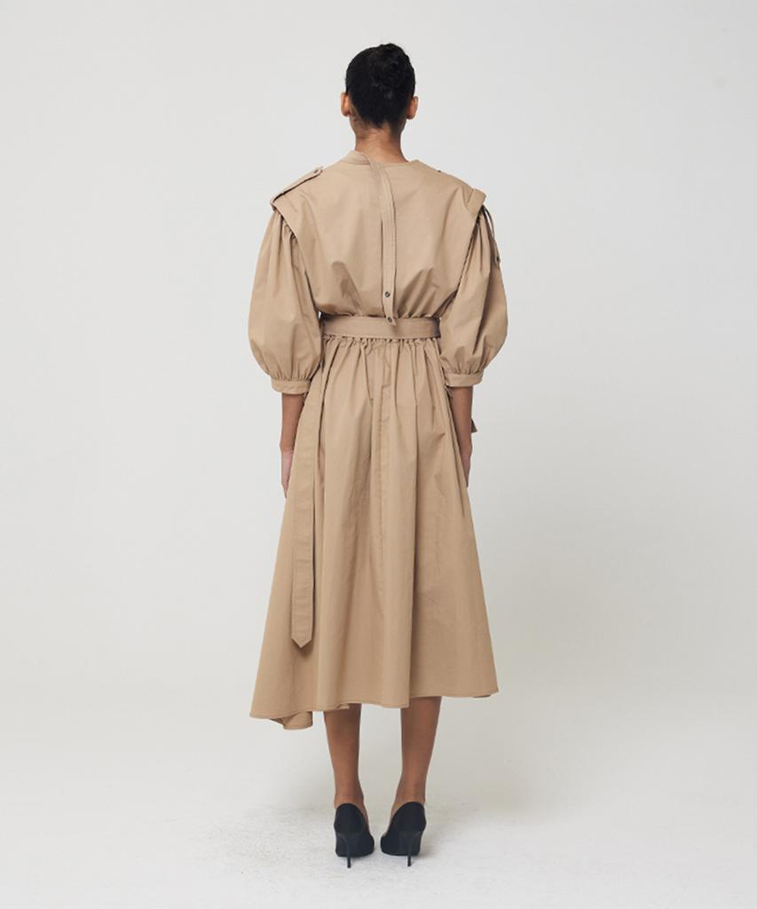 Meuameu Puff Sleeve Trench Coat Dress