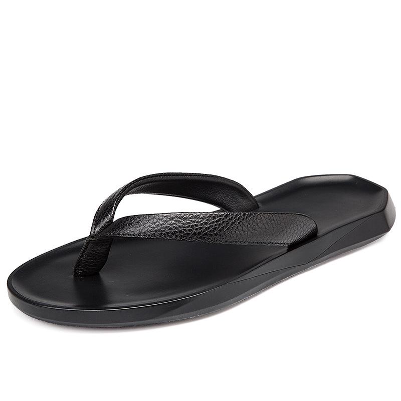 2025 Men s Trendy Non-slip Cowhide Flip-flops with Soft Sole for Summer Beach Wear 39
