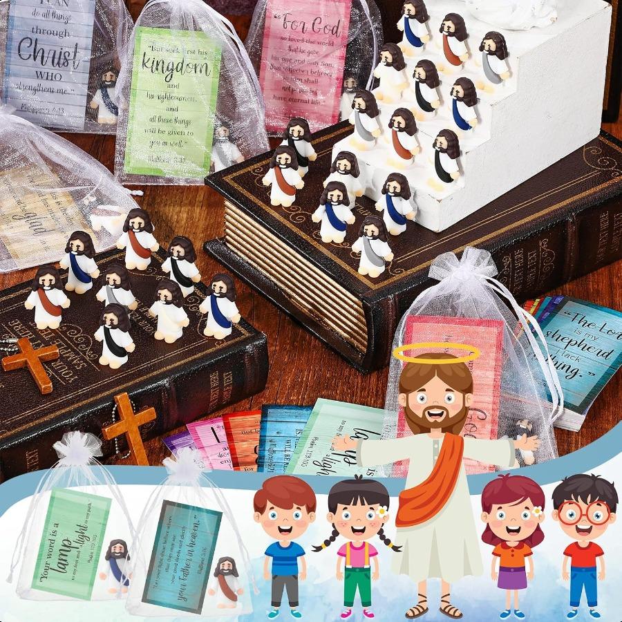 

Bememo 50 Sets Christian Gifts Bulk Bible Verse Cards Include Little Jesus Figures Prayer Cards and Organza Bags for Religious United States