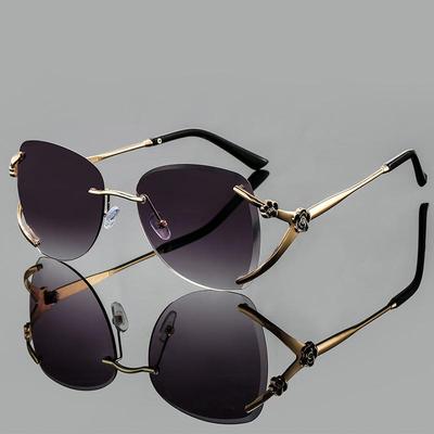 New Metal Rimless Camellias Sunglasses Female Sunglasses