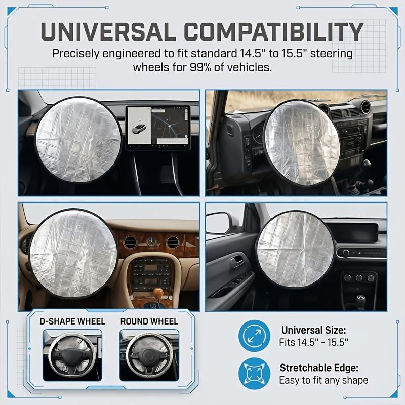 1PC Universal Steering Wheel Sunshade Cover Heat Insulation UV Protection Cover Foldable Dust-proof Protector for Outdoor