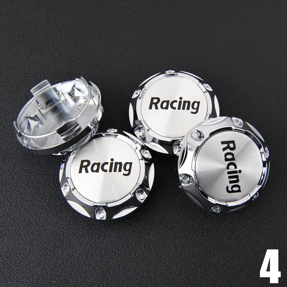 4PCS JDM Sport Rim Cap Clip 56mm Racing Sport Emblem Sticker Wheel Center Caps Hub Cap Black & Silver