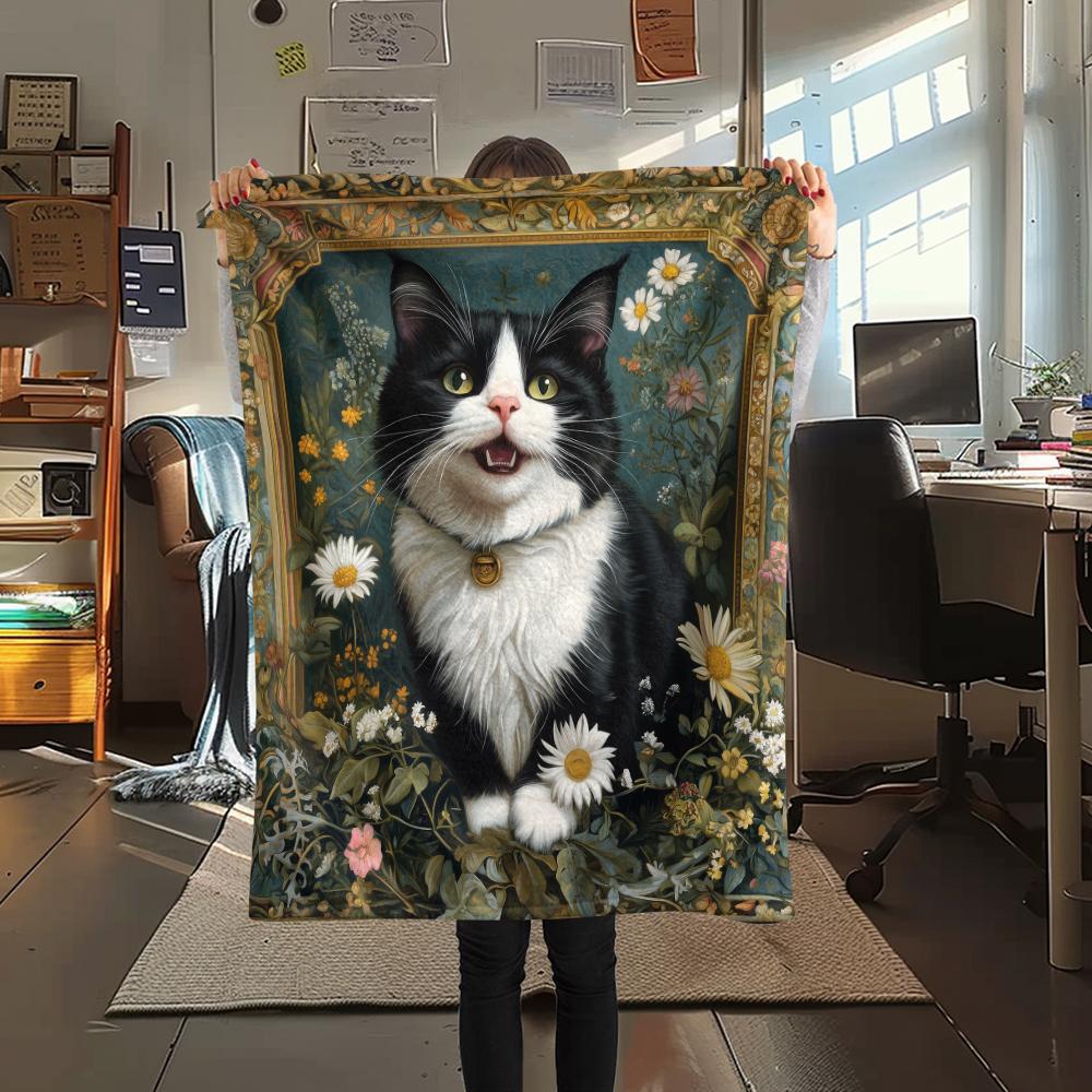 Beautiful Calico Cat,pattern Flannel Blanket, High quality Comfortable for All Seasons, Home Decor, Warmth and Comfort, Perfect for Gifts.