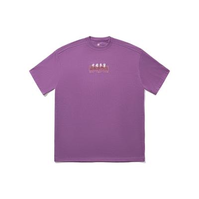 Li Ning 2024 Frühling Sommer Sofortverkauf Serie Tiermuster Buchstabenaufdruck Lockerer Rundhals Kurzarm T-Shirt Unisex Oberteile Grau Lila AHSTA05-2