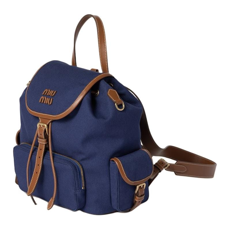 MIU MIU Cotton Backpack Women's Cornflower Blue & Brandy 5BZ042_2IBQ_F0TQF_V_OOO