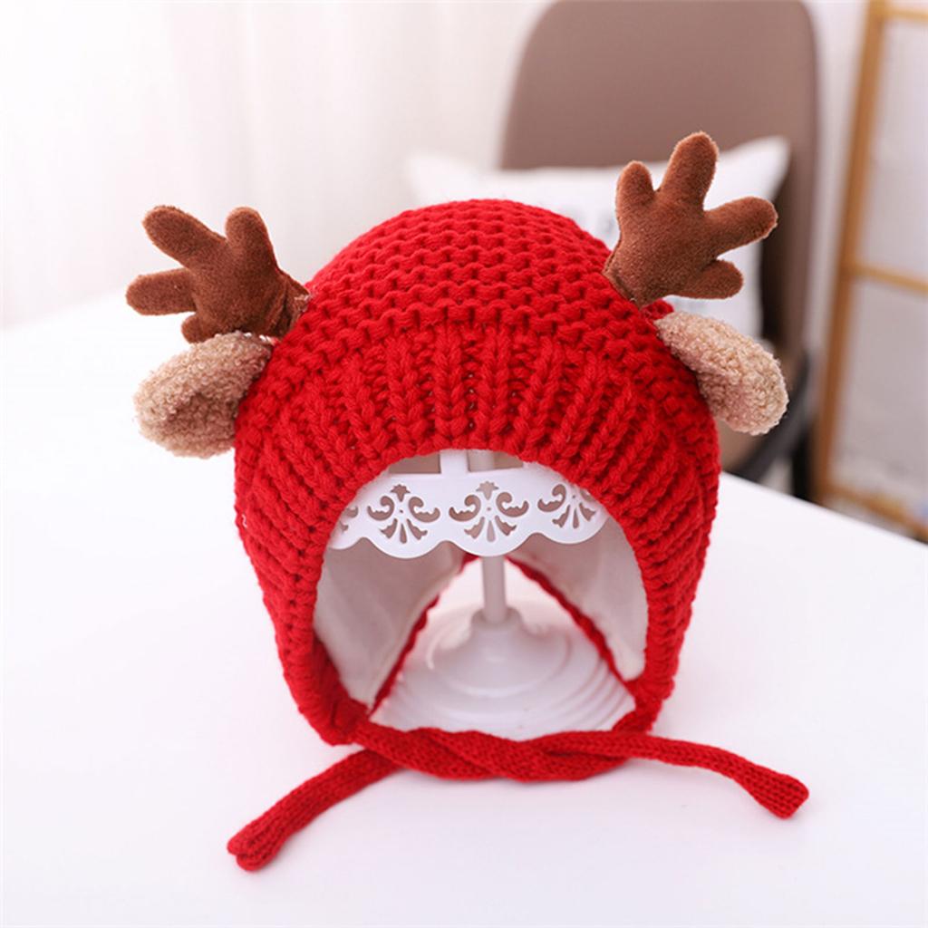 Antlers Christmas Hat for Children Thicken Plush Headgear White Furry Liner for Christmas Parties Cosplay Accessories