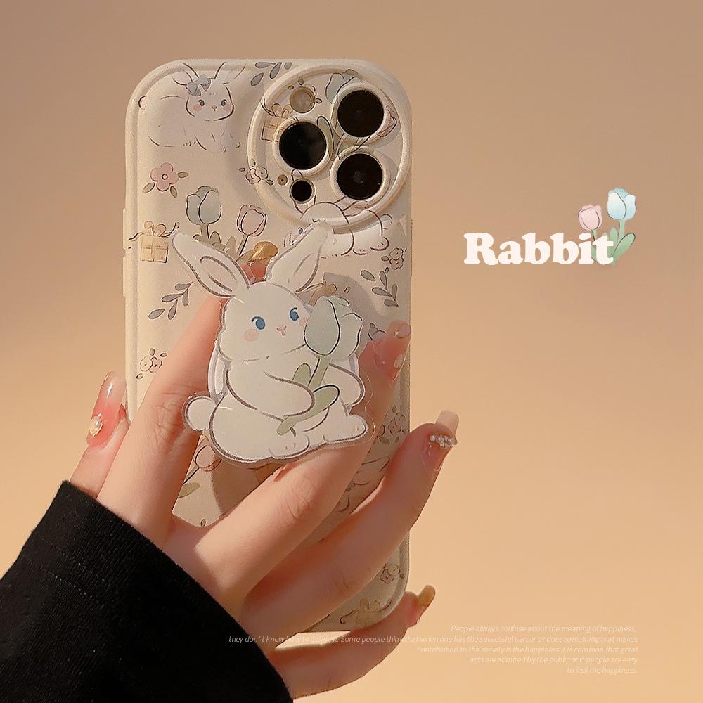 

Flower Rabbit Mobile Phone Case Apple IPhone 16 Creative 15 Bracket 11 Silicone 13 Suitable for 14promax Girl 12 12pro (6.1)
