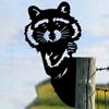 Raccoon Head Shape Iron Silhouette Cute Ornament For Outdoor Garden Fence Farm Craftwork Decor for Garden Party Décor